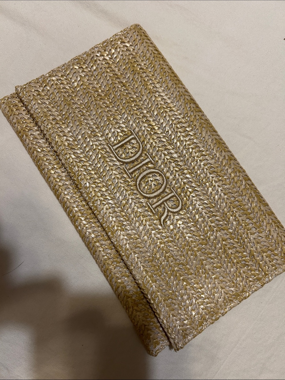 Dior Gold-Tone Woven Foldover Card Holder
